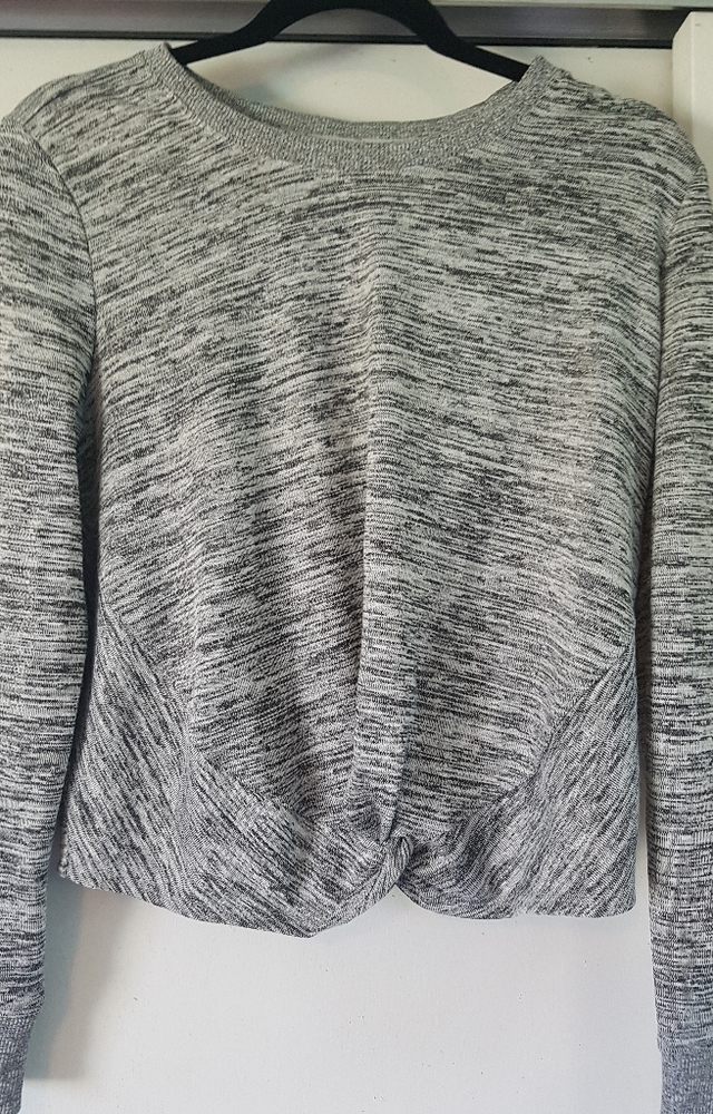 Gray (black & white) twist front sweater.